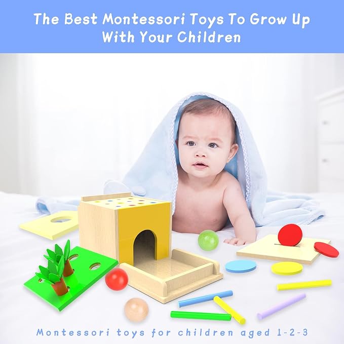Adena Montessori 5 in 1 Wooden Play Kit for Babies 6-12 Months - Image 3