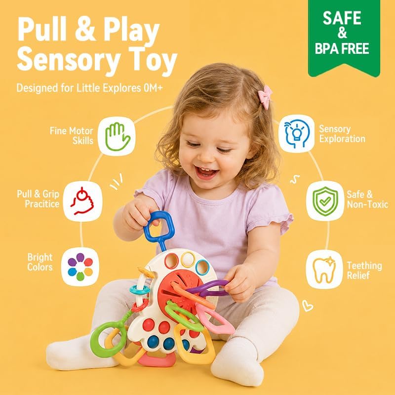 Montessori Silicone Pulling Toy for Babies (Red) - Image 4