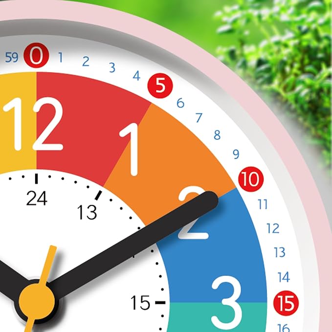 Analog Alarm Clock for Kids Learn to Tell Time with Colorful Dial, Silent Clock Movement, Battery Operated with Back-Light, for Kids,Teens and Nice Bedroom Decor (Pink) - Image 2
