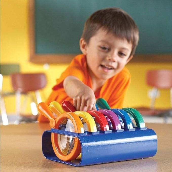 Learning Resources Primary Science Jumbo Magnifiers with Stand - 6 Pieces, Ages 3+, Science Classroom Accessories, Teacher Supplies, Observation Toys for Kids, Back to School Supplies - Image 2
