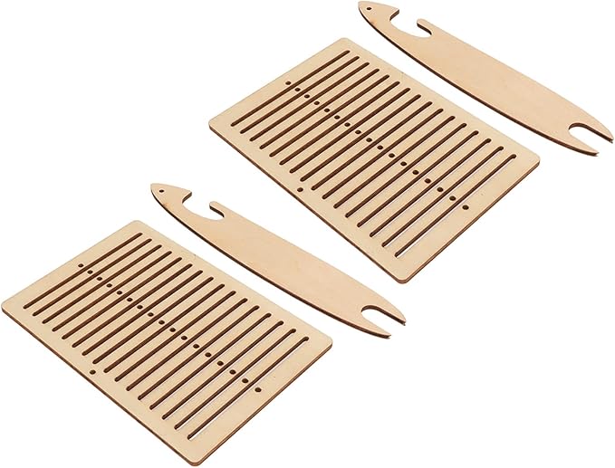 ZPurifylline 2 Sets Weaving Kit, Wooden Weaving with Weaving Stick, DIY Craft Kit for Kids and Beginners, Poplar Wood Handmade Weaving Tool for Tapestry and Scarf Making