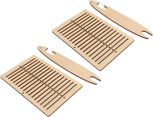 ZPurifylline 2 Sets Weaving Kit, Wooden Weaving with Weaving Stick, DIY Craft Kit for Kids and Beginners, Poplar Wood Handmade Weaving Tool for Tapestry and Scarf Making
