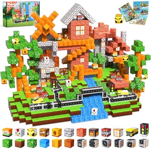 Magneverse 150 PCS Magnetic Blocks - Forest Village Building Block for Kids Ages 4-8, Magnetic Cubes for Boys Girls, STEM Educational Stacking Magnet Toy for 3 4 5 6 7 8 9 10 11 12 Birthday Gifts by Magneverse