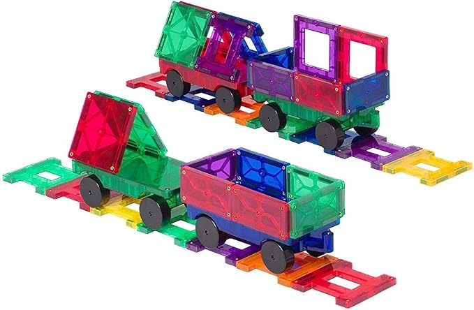 Playmags Magnetic Car Set (2 Pieces) – Strong Magnet Car Bases for Magnetic Tiles, STEM Building Toy Accessories for Kids, Compatible with Magnetic Blocks, Durable Wheels, Creative Play Add-On - Image 6