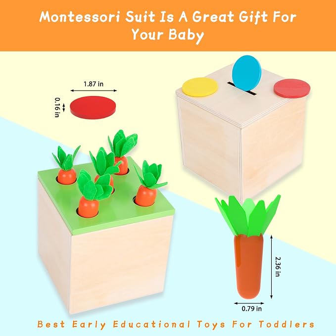 Adena Montessori 3 in 1 Wooden Play Kit for Babies 6-12 Months - Image 4