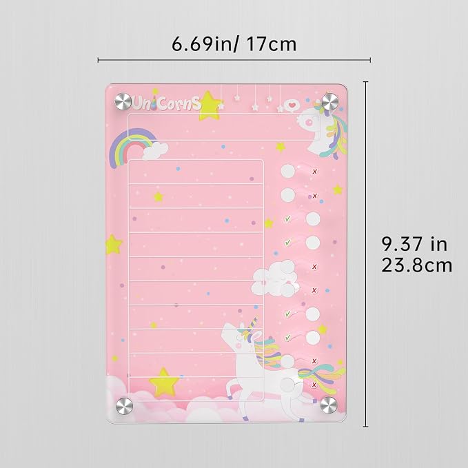 NiHome Magnetic Chore Chart, Sliders & Stand, Dry Erase to Do List, Unicorn - Image 6