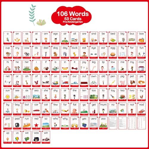 WJPC 58 Cards, 116PCS High Frequency Sight Words Flash Cards for (Pre-K, Pre-Kindergarten, Kindergarten, 3,4,5, Years Ages Kids Boys Girls Toddler Flash Cards for 3-6 Years - Image 4
