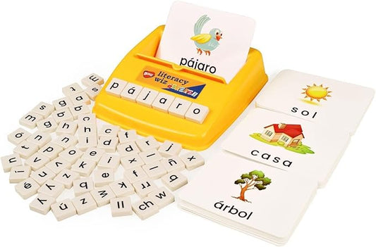 BOHS Spanish Flash Cards for Kids, 60-Card Spelling Game with 61 Tiles by BOHS