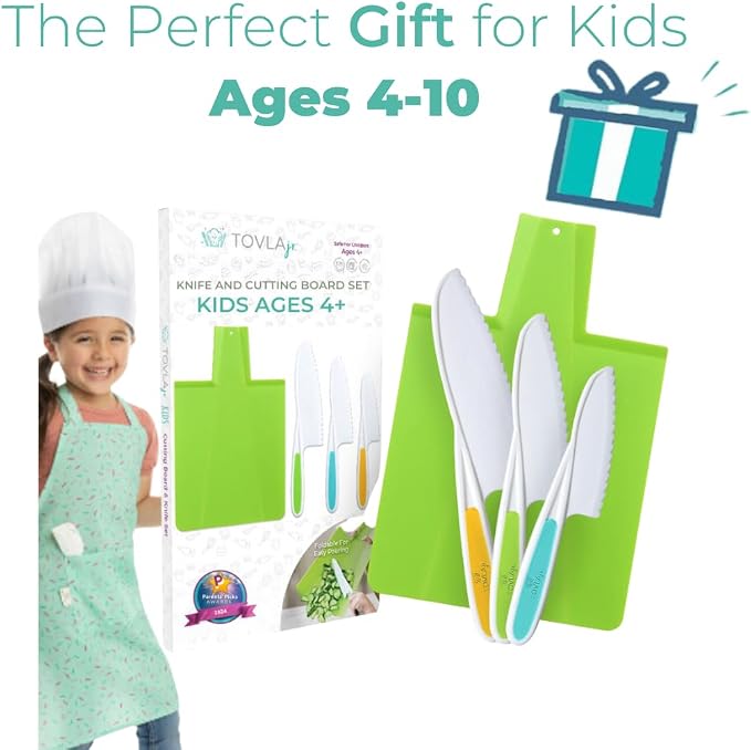 TOVLA JR. Toddler Montessori Kitchen Knife and Cutting Board Set – Safe, Kid-Sized Tools for Real Cooking – Ages 4+ Life Skills and Hands-On Prep - Image 4