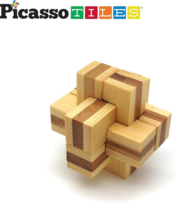 PicassoTiles 8 Styles Interlocking Sensory Toys Wooden Burr Cube, Ball and Barrels Logic Skill Genius Puzzle Brain Teaser Games & Intellectual 3D Assembling Educational Toy Set for Kids & Adults PTP08 - Image 4
