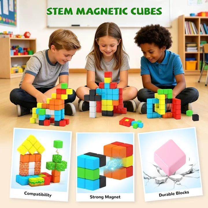 Hiwawind 40pcs Magnetic Blocks -Ideal Gifts for 3 4 5 6 Year Old,STEM Learning Toys for 3-5 Year Old Boys & Girls, Safe & Strong Building Blocks with ASMR Sounds,Classroom Must Haves - Image 5