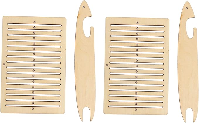ZPurifylline 2 Sets Weaving Kit, Wooden Weaving with Weaving Stick, DIY Craft Kit for Kids and Beginners, Poplar Wood Handmade Weaving Tool for Tapestry and Scarf Making