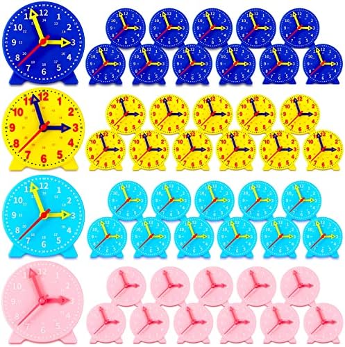 Batiyeer 24 Pcs Teaching Clock Kit for Kids to Tell Time 4'',Colorful by Batiyeer