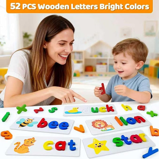 BEESTECH Alphabet ABC Learning Educational Toys for 3 4 5 Years Old Boys Girls, Wooden Puzzle Flash Cards Preschool Activity Letter Matching Games for Kids Toddlers (Pack of 2) - Image 2