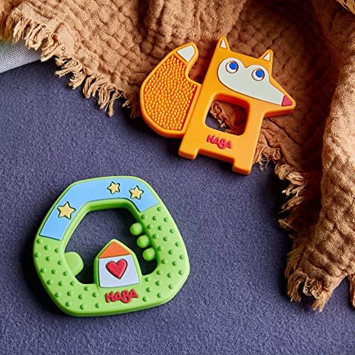 HABA Silicone Teethers for Babies 6-18 Months - Dreamland Design Silicone Teether Ring and Grasping Toy for Safe Sensory Development - Dishwasher Safe Baby Essentials - Image 2