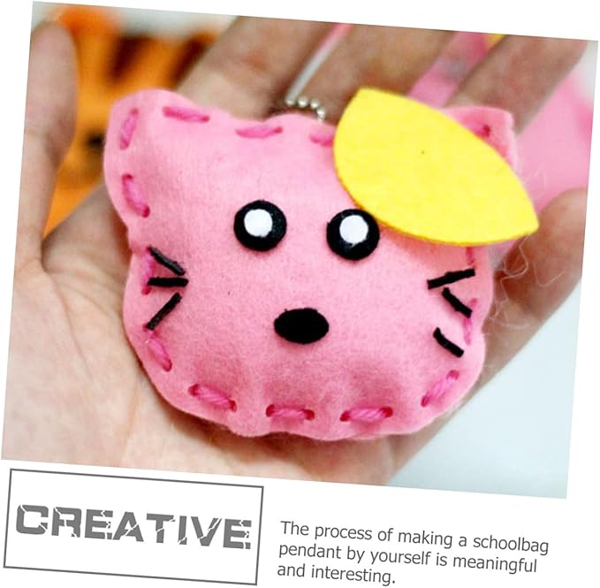 NESTINGHO 8 Pcs DIY Animal Pendant Making Kit for Educational Craft with Assorted Felt Shapes Fun Schoolbag Charms for Sewing and Creative Play Birthday