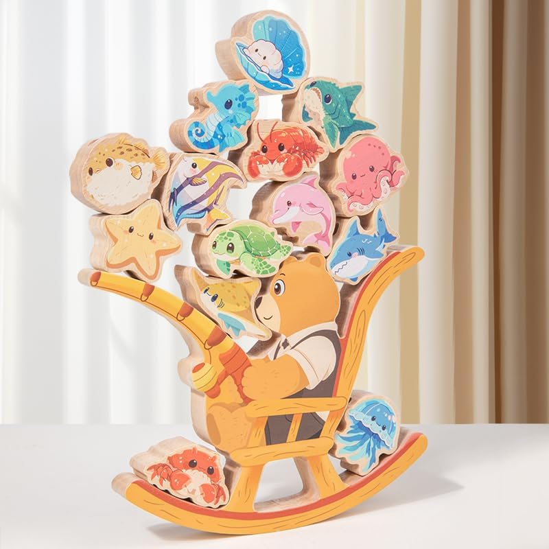 Wooden bear fishing Toy,Balance Stacking&Lacing for Toddlers 3+&Kids 4-5-6 - Image 3
