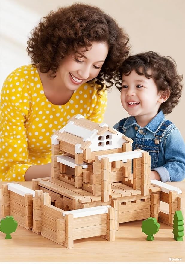 105Pcs Wooden Building Blocks Set, STEM Educational Toy for Kids 3-8 - Image 2