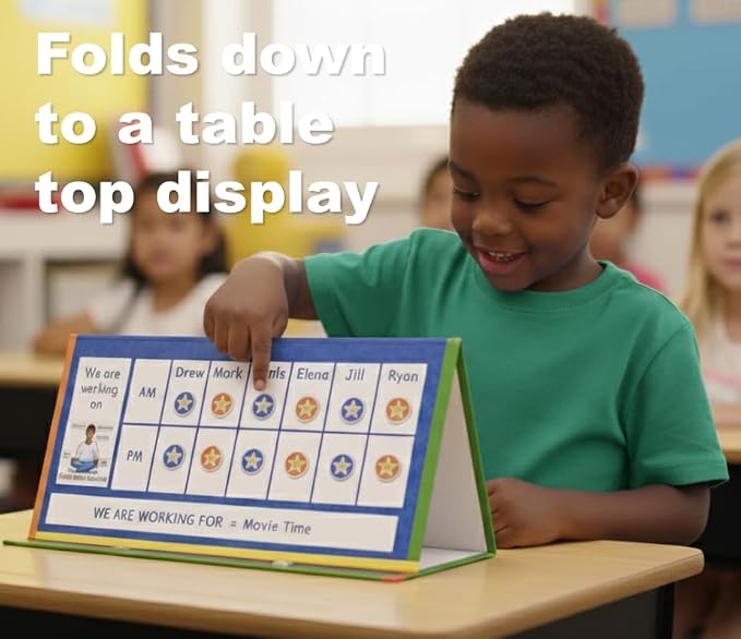 SchKIDules Magnetic Visual Schedule & Progress Chart for School; 2-Sided 18” Folding Board Plus 141 Magnets for Daily Routines, Positive Behavioral Supports, Special Ed, Preschool, ADHD & Autism - Image 5