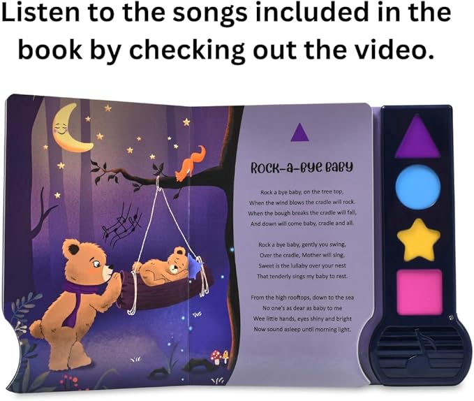 Musical Book for Toddlers with Lullaby Songs, Interactive Toy, Twinkle, Twinkle Little Star, Sing Along, Montessori Sound Book for Young Kids, Nursery Rhyme Book for Babies