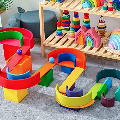 Wooden Rainbow Stacking Toy - 12 Pieces Extra Large Montessori Wooden Stacking Arch Educational Toys, Nesting Puzzle Building Blocks for Kids Toddlers (Rainbow Stackers) - Image 7