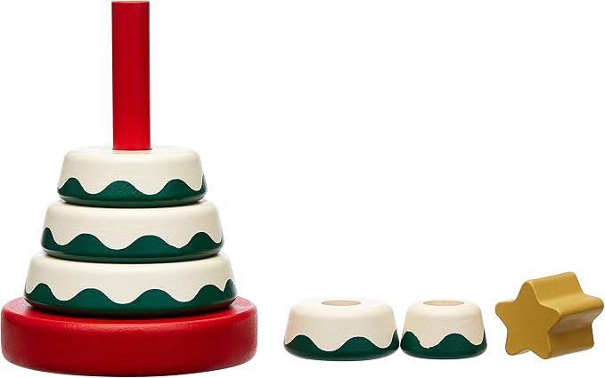 Pearhead Wooden Christmas Tree Stacking Toy Set, Holiday Toys for Toddlers - Image 4