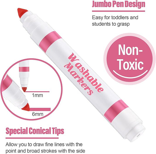 Janlaugh 36 Pcs Pink Washable Markers Bulk Coloring Broad Line Markers for Kids Pink Conical Tip Drawing Pen for Christmas,School Supplies, Travel Art Baby Shower Gender Reveal Party Supplies, Ages 6+
