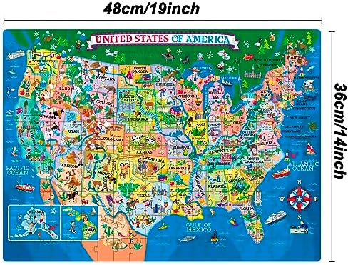 200 Pieces United States Map Jigsaw Puzzle for Kids Ages 4-8 - Image 2