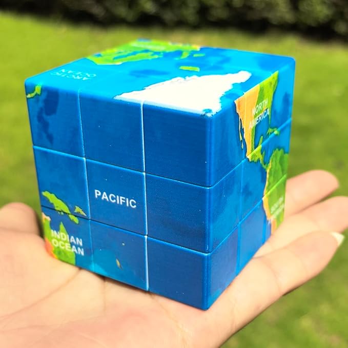 3x3x3 World Map Design Speed Cube Geography Puzzle,Educational Brain Teaser Toy, Relief Effect for Child Audlts Toys - Image 6
