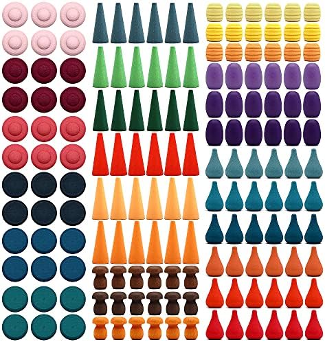 Candywood Large Set Rainbow Color Style Wooden Loose Parts Sensory Play Toys, 7 Shapes, 27 Colors, Rainbow Stacker Nesting Toys (162 PCS) by CandywoodWoodenToys