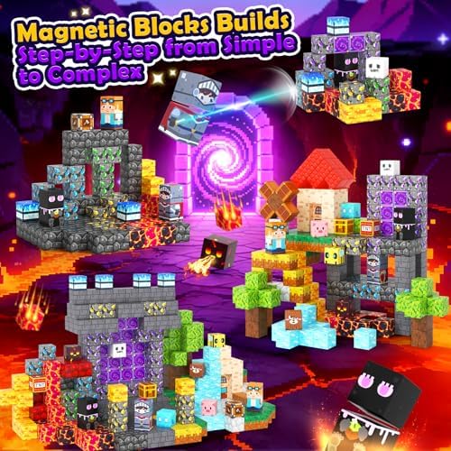 Soyee Magnetic Blocks 200 PCS - Magnetic Building Cubes Toys Build Mine Magworld Craft Cubes Portal Theme STEM Toys for Kids Ages 3-5 4-8 8-12 Birthday Gifts Boys Toys Ages 6-8 - Image 2