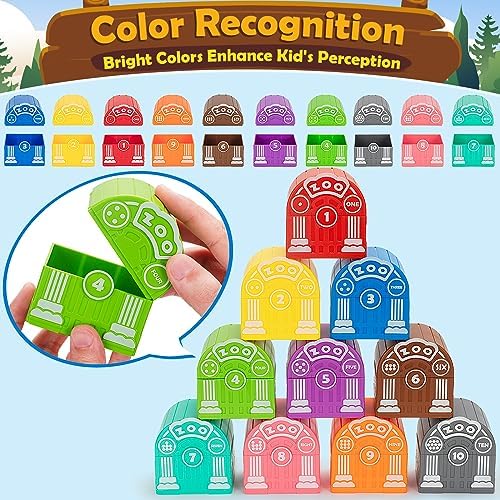 Learning Toys for 1,2,3 Year Old Toddlers, 20Pcs Safari Animals Toys Montessori Counting, Matching & Sorting Fine Motor Games, Christmas Birthday Easter Gift for Baby Boys Girls Age 12-18 Months - Image 3