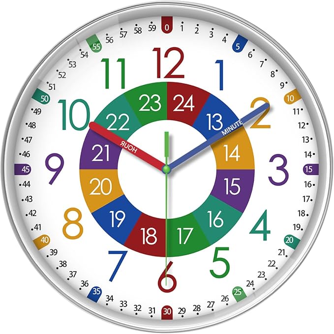 XFM Large Wall Clock for Kids 16 Inch Colorful Teaching Time by XFMWallClock