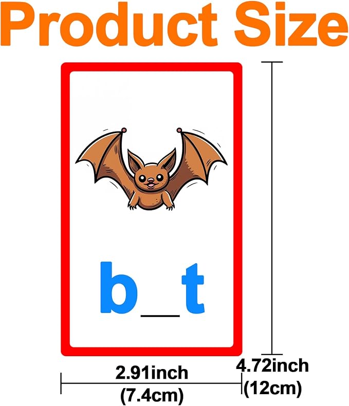 CVC Word Flash Cards, 96 Double-Sided Cards in 2 Sets, 4 Pens - Image 2