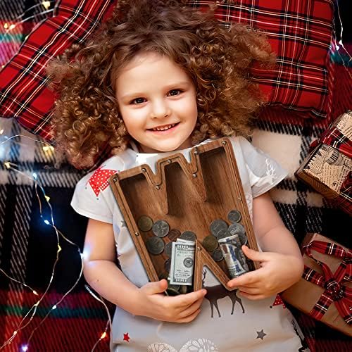 ladenk 12 Inch Extra Large Wooden Kids Letter Piggy Bank - Piggy Bank for Boys Girls - Initial W Bank - Alphabet Money Bank for Birthday - Image 6