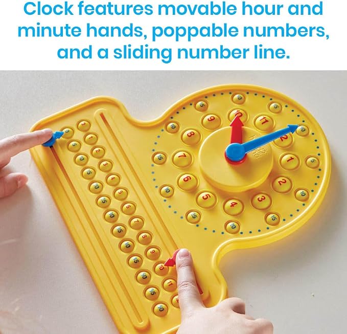 hand2mind NumberLine Clock Sensory Bubble Popper, Push Pop Fidget Toys, Learn to Tell Time, Teaching Clock for Kids, Fidgets for Classroom, Math Toys, Kindergarten Learning Activities - Image 5