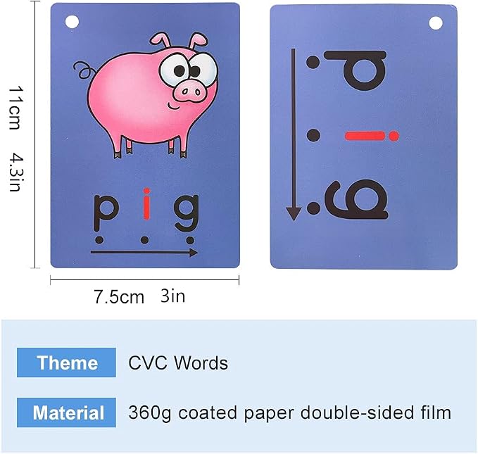 Lilias CVC Flashcards, CVC Word Builders, Toddler Learning Toys, Learning Supplies for Kindergarten Preschool, 126 Cards, 4.3 X 3 inch - Image 4