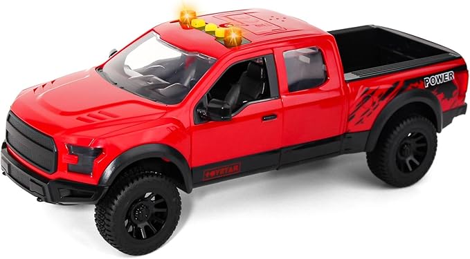 Red Pickup Truck Toy with Lights and Sound Effects, Featuring Doors That Open, Toy Cars Gifts for 3+ Year Old Kids. (Red Pickup)