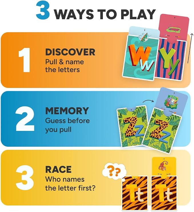 Kidrox Squad Alphabet Flashcards for Kids – 26 Slide-Reveal Cards in English & Spanish | Magic Pull-Tab Bilingual Learning Game for Toddlers & Preschoolers Age 3+ - Image 5