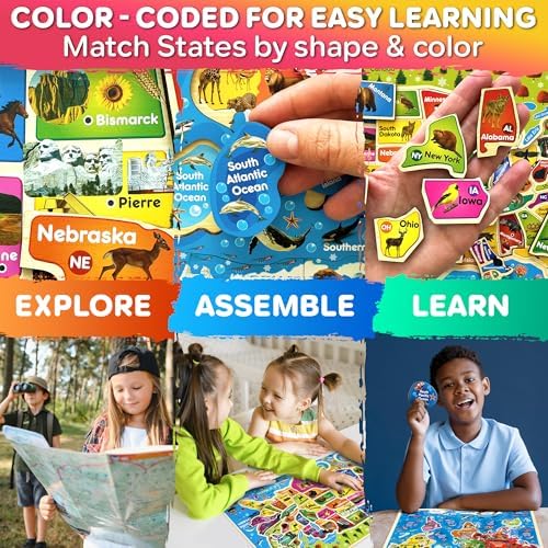 US Map Puzzles for Kids Ages 4-6 - Wooden Toddler Puzzles Ages 3-5 - Image 6