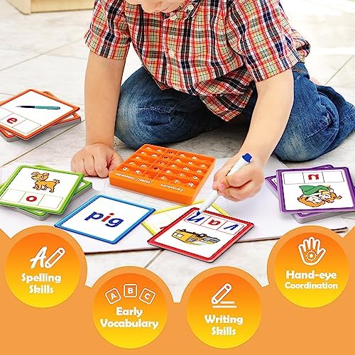 Torlam CVC Word games Phonics Games Sight Words Flash Cards, Spelling Reading Learning Flashcards, Speech Therapy Toy Preschool Kindergarten Classroom Learning Activities Must Have Homeschool Supplies - Image 5