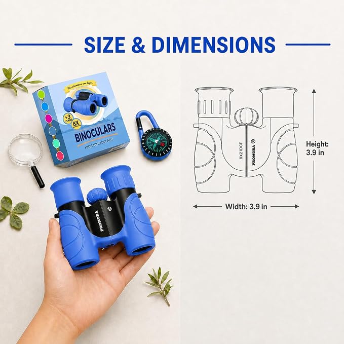 Binoculars for Kids – Perfect Toy for Little Boys and Girls – Extensive Set Incl. Magnifying Glass & Compass – Powerful Magnification 8X21 – 3 to 12 Year Old Kids for Toddler - Image 3
