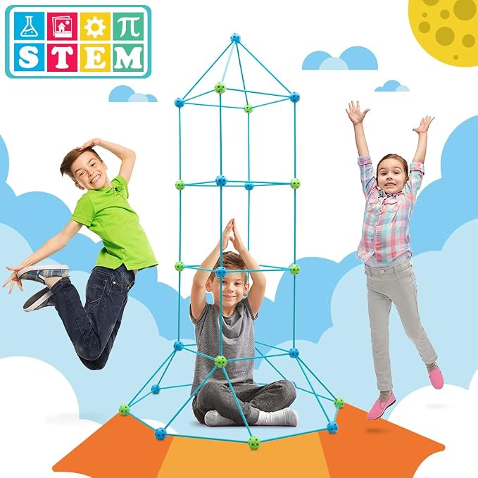 Kids Fort Building Kit 120 Pieces Construction STEM Toys for 3 4 5 6 7 8 9 10 11 12 Years Old Boys and Girls Ultimate Forts Builder Gift Build DIY Educational Learning Toy for Indoor & Outdoor - Image 2