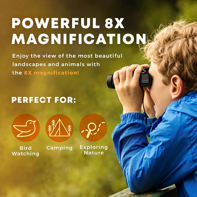 Binoculars for Kids – Perfect Toy for Little Boys and Girls – Extensive Set Incl. Magnifying Glass & Compass – Powerful Magnification 8X21 – 3 to 12 Year Old Kids for Toddler - Image 4