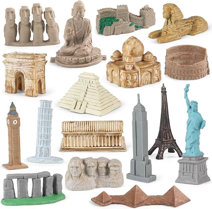 SCAHOW World Famous Building Models for Kids Toddlers 3 4 5 6 7 Years Old, 17pcs Landmark Architecture Toy Figurines,Edcucational Learning Toy Figure for Boys and Girls by SCAHOW