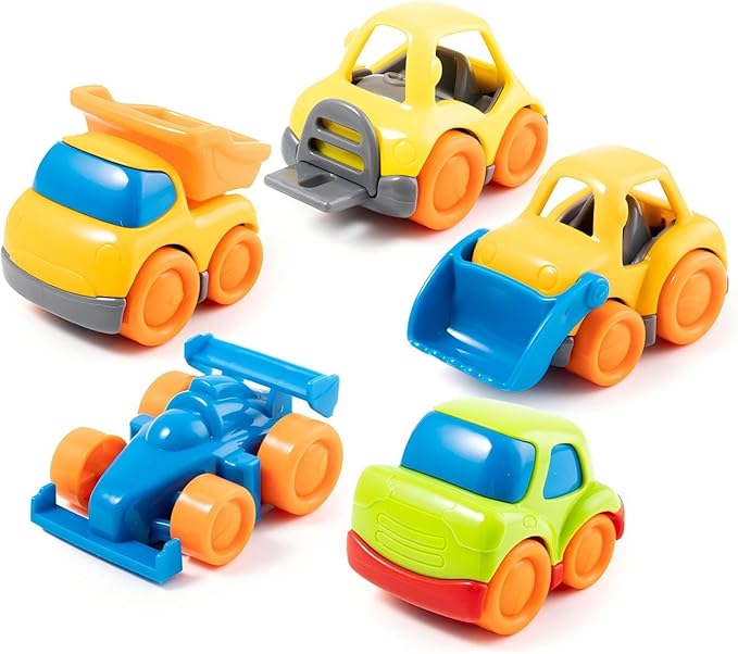 P&C 5 Pcs Toddler Mini Truck Toys for Ages 2-4, Beach Sand Outdoor Construction Toy Cars for Kids 12M+ 1 2 3 4 Years Old Boys and Girls, Great for Birthdays Children's Day Christmas Gifts