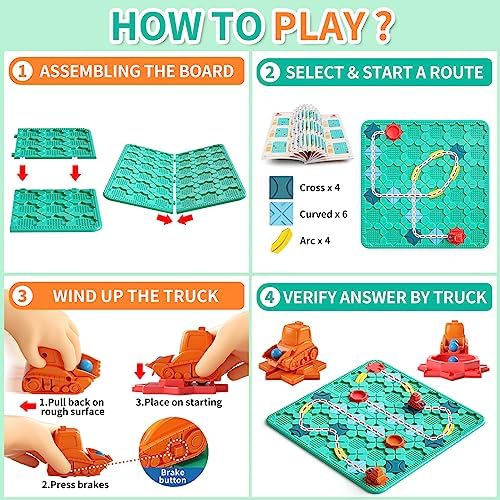 burgkidz STEM Road Build Puzzle: Teal Board, 200+ Chal. w/ 2 Cars - Image 2
