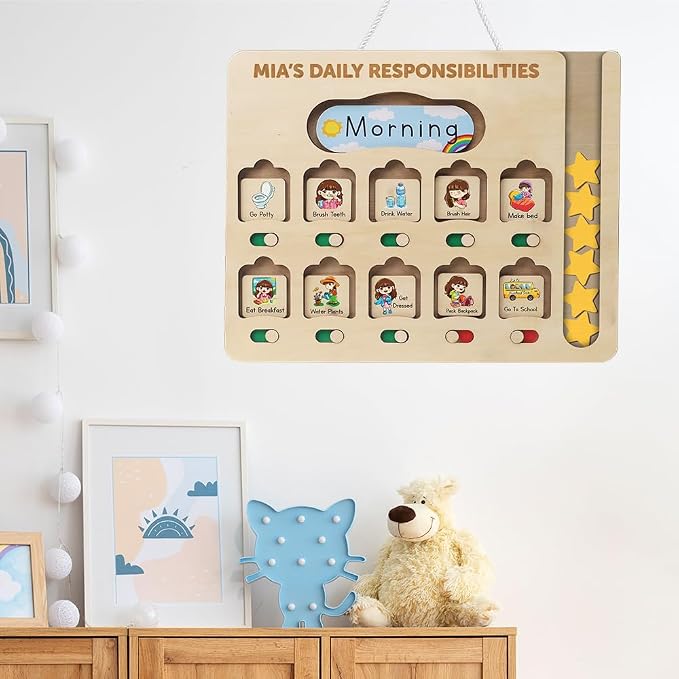 Chore Chart for Kids with Reward System, Routine Chart for Kids Personalized, Morning Bedtime Routine Chart for Toddlers Ages 2-4, Daily Kids Schedule Board for Home - Image 5
