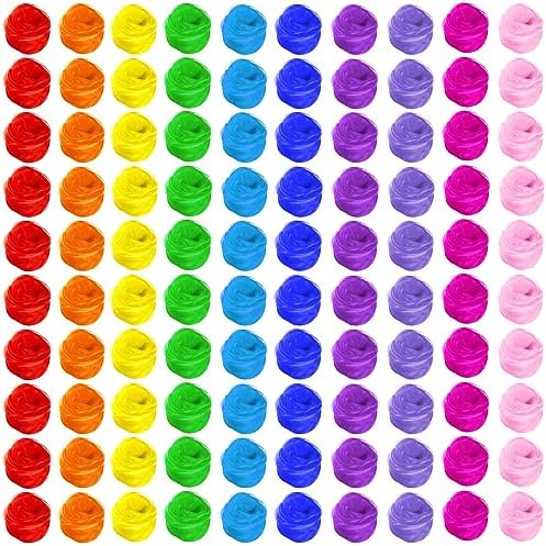 Toulite 100Pcs Juggling Scarves Bulk Dance Scarve Play Scarf Silk Colorful by Toulite