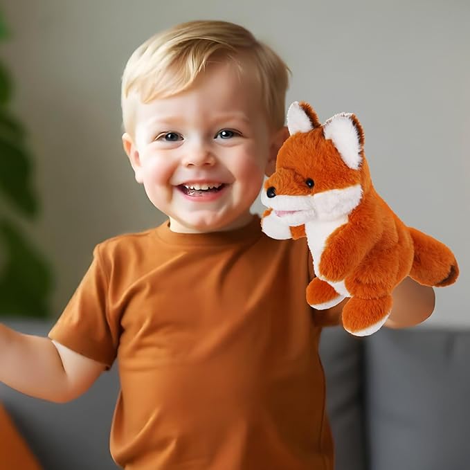 Animal Hand Puppets 11 Inch Sea Turtle Plush Dinosaur Animals Hand Puppet Toys Role-Play Toy Puppets for Kids Storytelling Imaginative Pretend Play Teaching Preschool(Fox)
